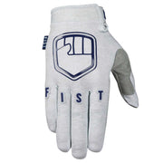 FIST Grey Strapped Trackie Gloves with stretch twill spandex, Clarino palm, touchscreen fingers, and adjustable closure for lightweight performance