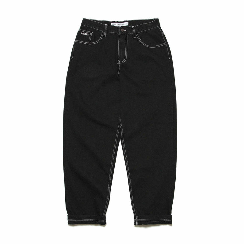 HEAVIES CLASSIC BLACK JEANS with big baggy fit, high waist, and tapered legs.
