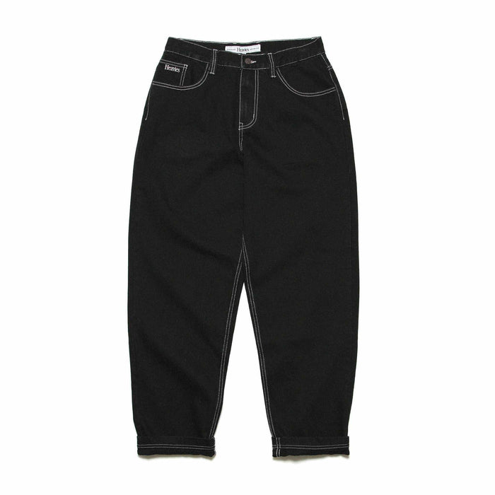 HEAVIES CLASSIC BLACK JEANS with big baggy fit, high waist, and tapered legs.