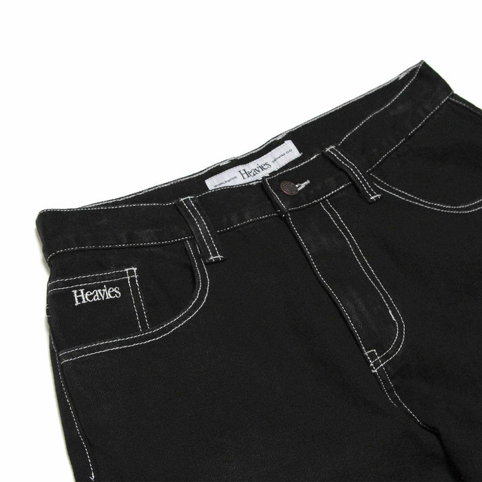 HEAVIES CLASSIC BLACK JEANS with comfortable baggy fit, heavyweight denim, and embroidered logo.