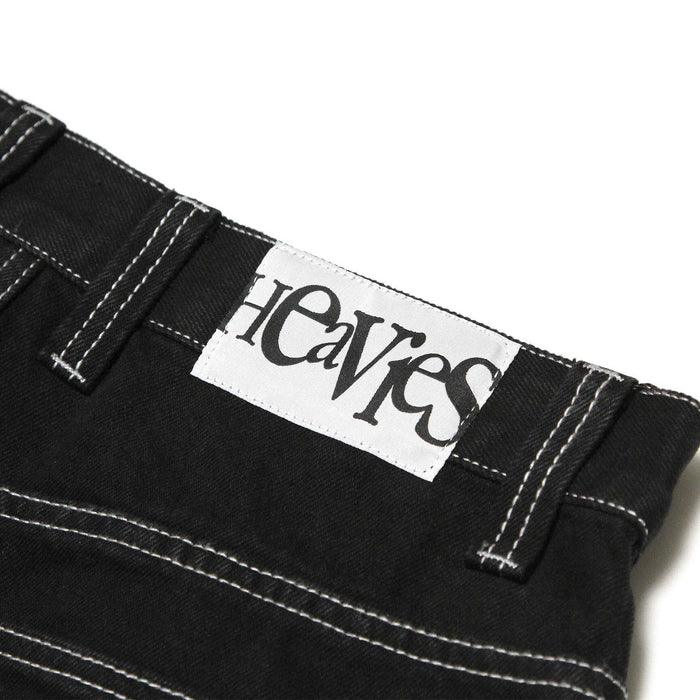 HEAVIES CLASSIC BLACK JEANS with logo label, showcasing heavyweight denim and reinforced stitching.