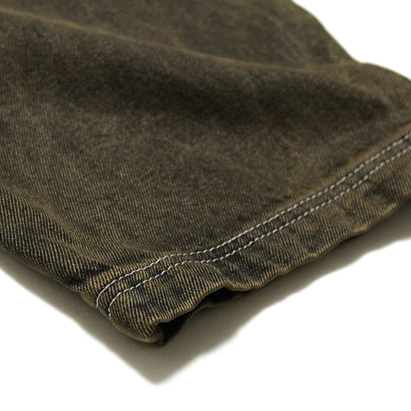 HEAVIES CLASSIC BROWN JEANS close-up showing double stitched leg cuffs.