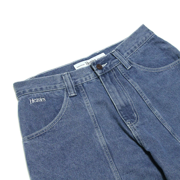 HEAVIES BERN double knee blue jeans with baggy fit and tapered leg.