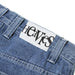 HEAVIES BERN double knee jeans in washed blue denim with embroidered label.