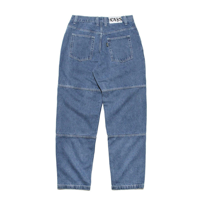 HEAVIES BERN double knee blue jeans with baggy fit and tapered legs.