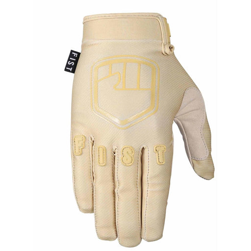 FIST Khaki Stocker Gloves with breathable 4-way stretch spandex, Clarino palm, touchscreen fingertips, and adjustable closure.