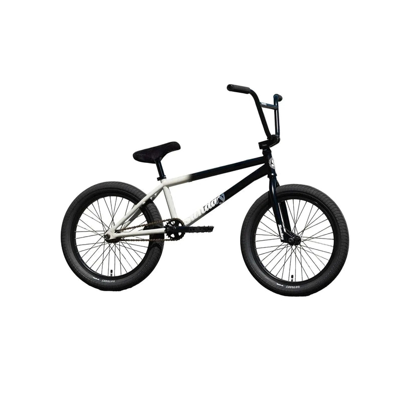 Matte black to grey fade Sunday Forecaster BMX bike with 20" wheels and chromoly frame.