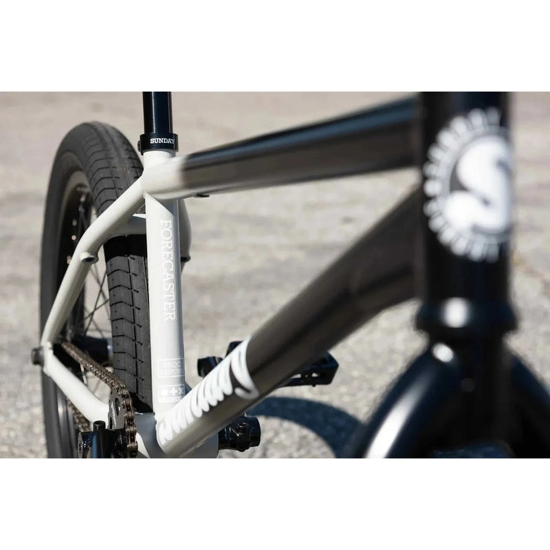Sunday Forecaster BMX bike in matte black to grey fade with chromoly frame and 20-inch wheels