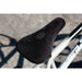 Close-up of Sunday Forecaster bike black textured saddle and matte black to grey fade frame.