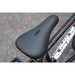Close-up of black seat on Sunday EX Elstran 20" complete BMX bike with gloss copper drop frame.