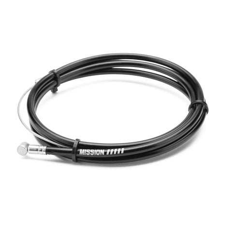 MISSION CAPTURE brake cable with 1.5mm pre-stretched inner wire and steel ends, 50-inch length, black color.