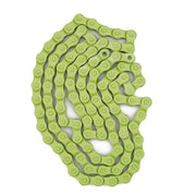 Green MISSION HALF-LINK CHAIN with Teflon coating for precise adjustment on bicycles, 100 links, 1/8 inch size.