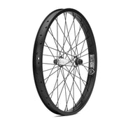 MISSION HONOR black front bicycle wheel with spokes and hub logo