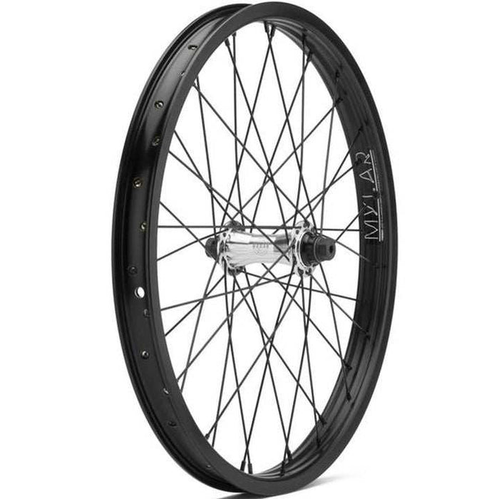 Mission Radar front wheel with Mission Radar hub, double-walled Mission Honor rim, and 36 stainless steel spokes for BMX bikes