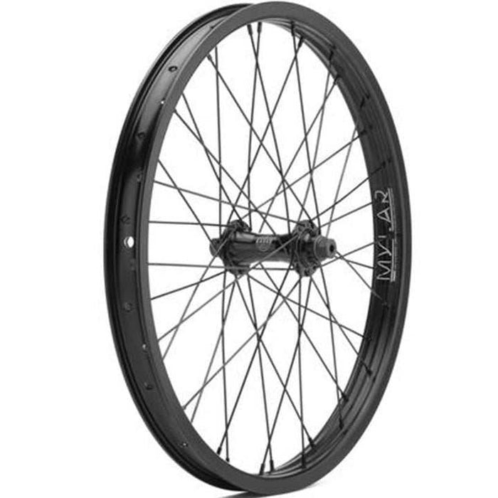 MISSION RADAR front wheel with Mission Honor double-walled rim, Mission Radar hub, sealed bearings, and 36 stainless steel spokes for BMX bikes