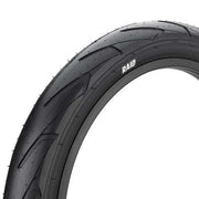 MISSION RAID TIRE 20x2.4 inch BMX tire with smooth centerline and minimal tread for street and park riding.