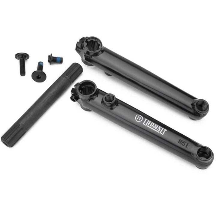 MISSION TRANSIT V3 CRANK tubular chromoly 3-piece crankset with 19mm cold-forged spindle and mounting bolts in black