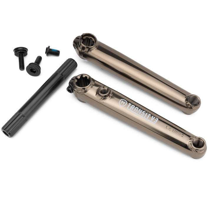 MISSION TRANSIT V3 CRANK tubular chromoly 3-piece crankset with cold-forged 19mm spindle and hex bolts, right and left drive compatible.