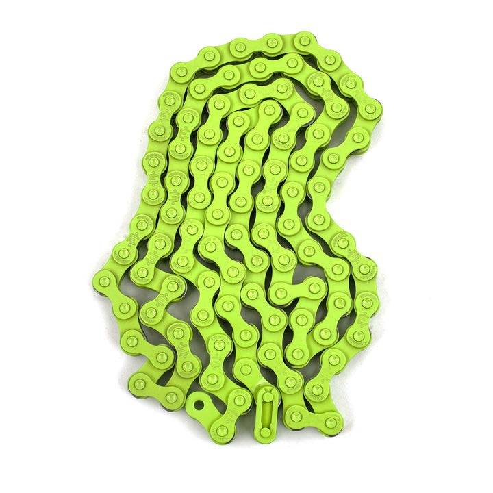 MISSION 510 CHAIN green 1/8 inch durable bike chain with heat-treated pins and Teflon coating, 100 links including half-link and master link