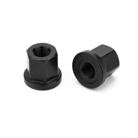 Pair of black 17mm hex steel axle nuts for 3/8" and 14mm axles MISSION STEEL AXLE NUTS