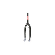 Black ODYSSEY F-32 freestyle bike fork with white branding on a white background
