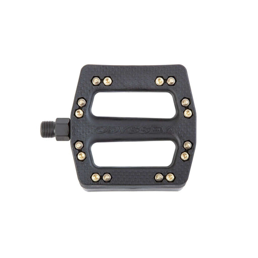 Black ODYSSEY OG PC Pedal with durable plastic body, metal pins, and chromoly spindle for BMX bikes