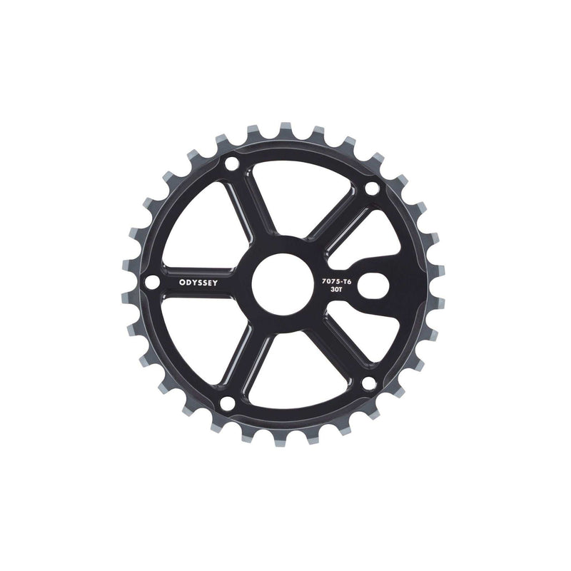 Black Odyssey Utility Pro Sprocket BMX chainring made from lightweight 7075 aluminum with 30 teeth and CNC machining