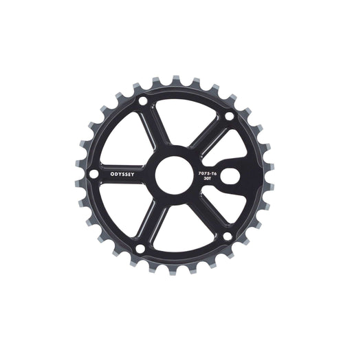 Black Odyssey Utility Pro Sprocket BMX chainring made from lightweight 7075 aluminum with 30 teeth and CNC machining