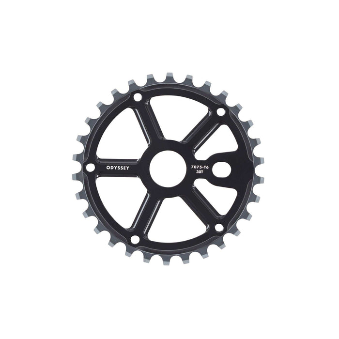 Black Odyssey Utility Pro Sprocket BMX chainring made from lightweight 7075 aluminum with 30 teeth and CNC machining