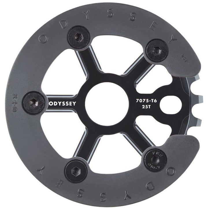 ODYSSEY UTILITY sprocket with protective guard in black, 25T, 7075-T6 aluminum alloy