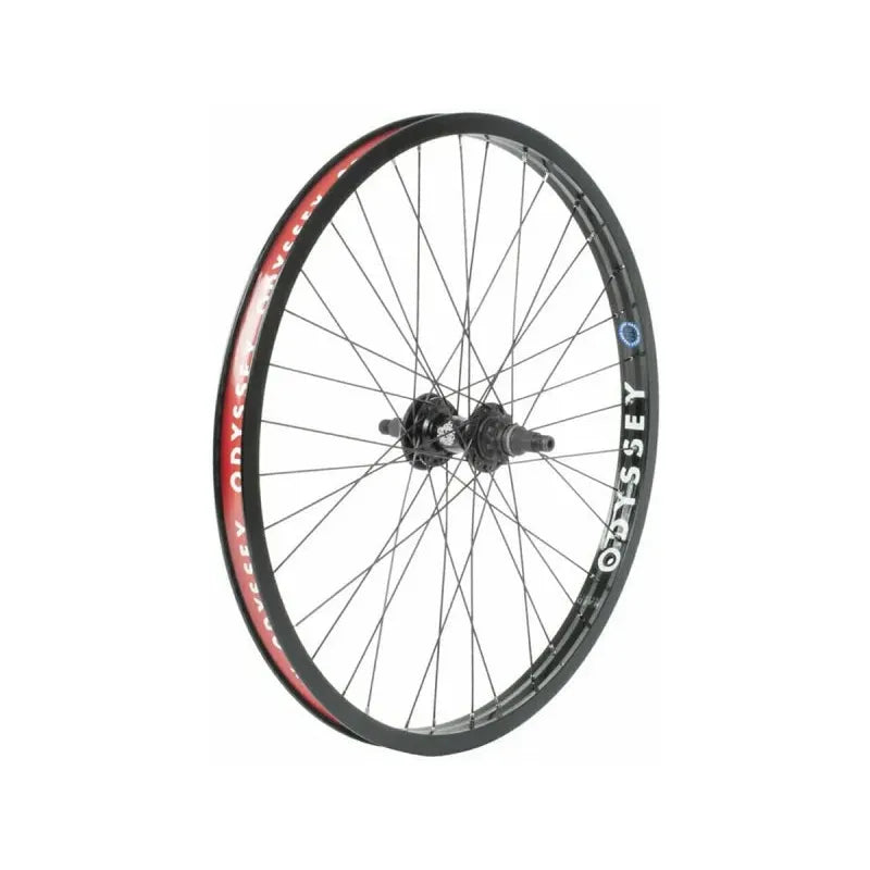 Odyssey Hazard Lite C5 black BMX wheelset with red and black rim detailing