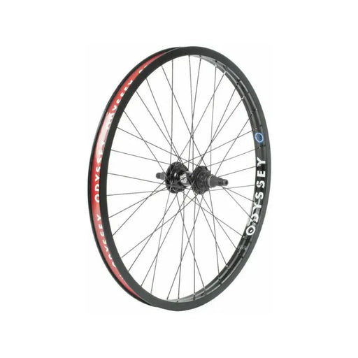 Odyssey Hazard Lite C5 black BMX wheelset with red and black rim detailing