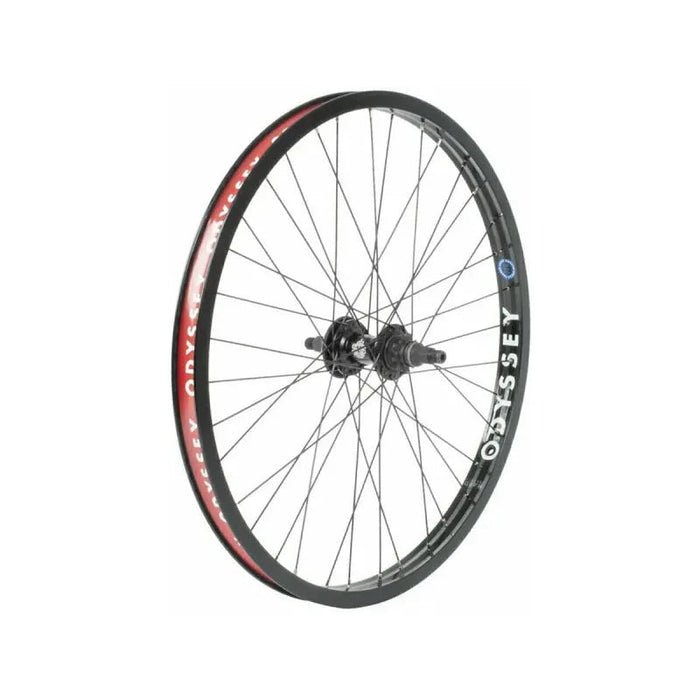 Odyssey Hazard Lite C5 black BMX wheelset with red and black rim detailing