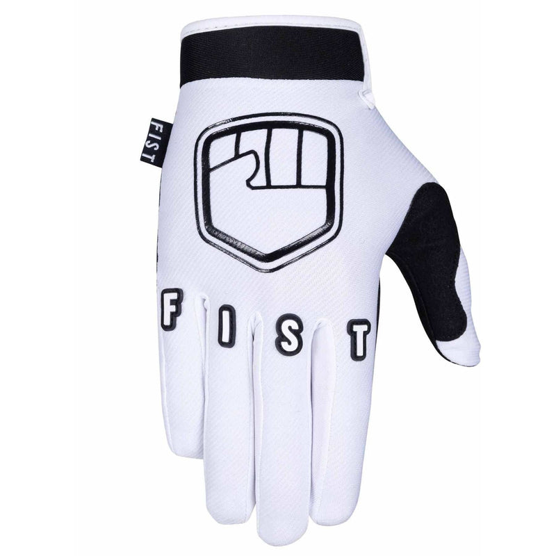 White FIST PANDA STOCKER GLOVES with black logo, lightweight breathable stretch fabric and touchscreen fingertips.
