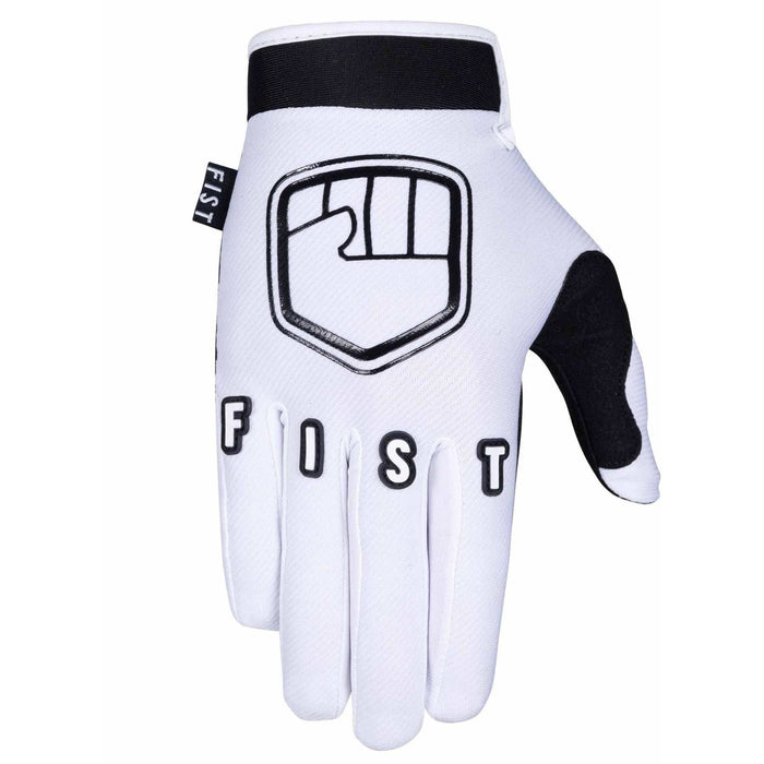 White FIST PANDA STOCKER GLOVES with black logo, lightweight breathable stretch fabric and touchscreen fingertips.