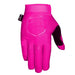 Bright pink FIST Stocker glove with four-way stretch spandex upper, Clarino palm, and touchscreen fingers for cycling and outdoor use.