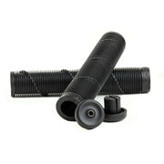 Black Primo Chase Grips by Chase Dehart with ribbed texture and flange-free design for BMX handlebars