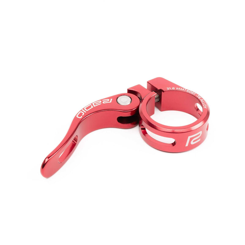 Red Radio Raceline CNC quick release seat clamp made from 6061-T6 alloy for bikes