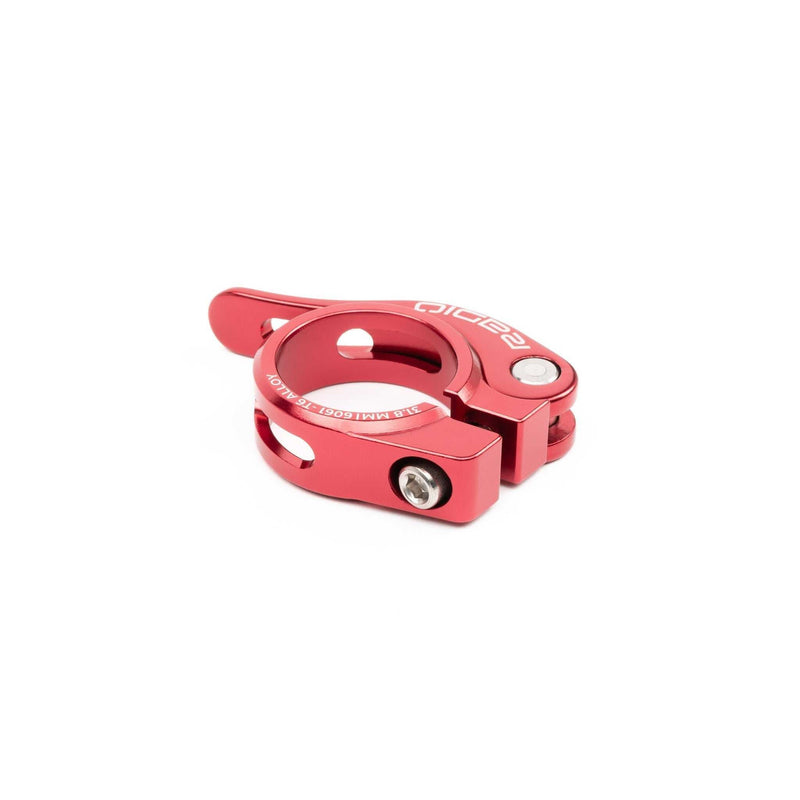 Red RADIO RACELINE CNC quick release seat clamp made from 6061-T6 alloy