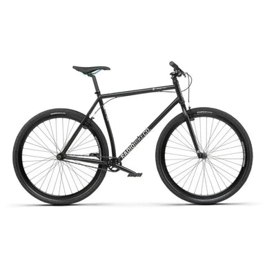 Black RADIO DIVIDE COMPLETE BIKE city bike with 700c wheels and street tough frame
