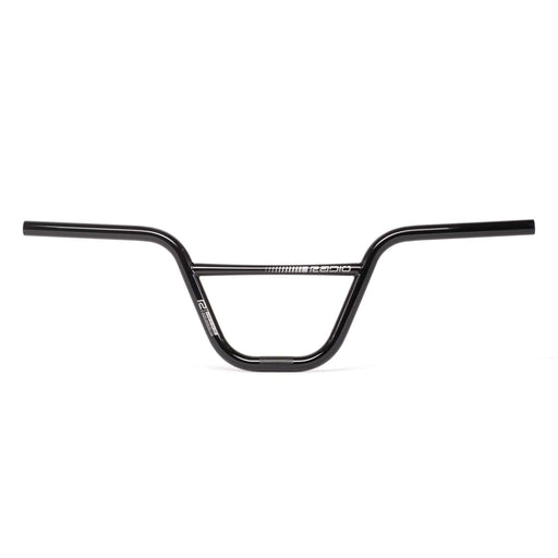 Black RADIO NEON PRO lightweight chromoly BMX handlebar with tapered cross tube and white branding