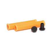 Radio Login XL Grip set of ribbed orange soft rubber bicycle handlebar grips with black nylon bar ends