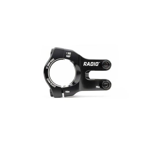 Black Radio Portal MTB stem made from CNC machined 6061-T6 alloy with Vice Jaw clamping system and 6mm hex bolts for BMX and MTB compatibility
