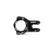 Black CNC machined Radio Portal MTB stem with 35mm clamp, 40mm reach, and 6mm hex bolts for durable mountain bike performance.