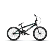 Black and teal RADIO RACELINE COBALT PRO BMX bike with 20-inch wheels and alloy frame designed for race performance