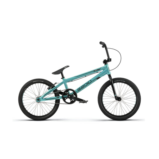 RADIO RACELINE COBALT PRO teal BMX race bike with 20-inch wheels and alloy frame