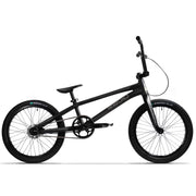 Black RADIO RACELINE QUARTZ PRO 20" complete BMX bike with lightweight alloy frame, Solar Carbon fork, hydraulic disc brakes, and Oxygen tires.