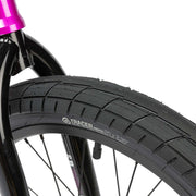 Close-up of RADIO SAIKO 20 bike front tire with Salt Tracer 20 x 2.35 inch tread design