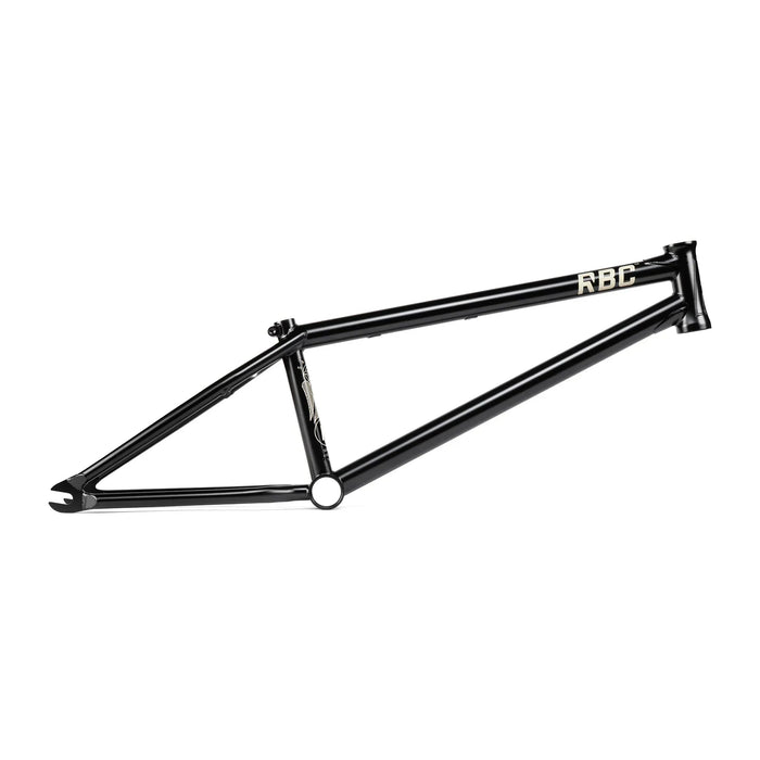 Black Radio Saxon BMX frame with hourglass headtube and oval seat tube for skatepark riding