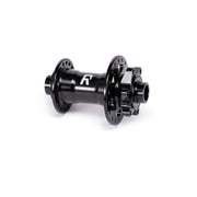 Black RADIO SONAR MTB front hub for thru-axle mountain bikes with 6-bolt disc mount and high-grade alloy construction